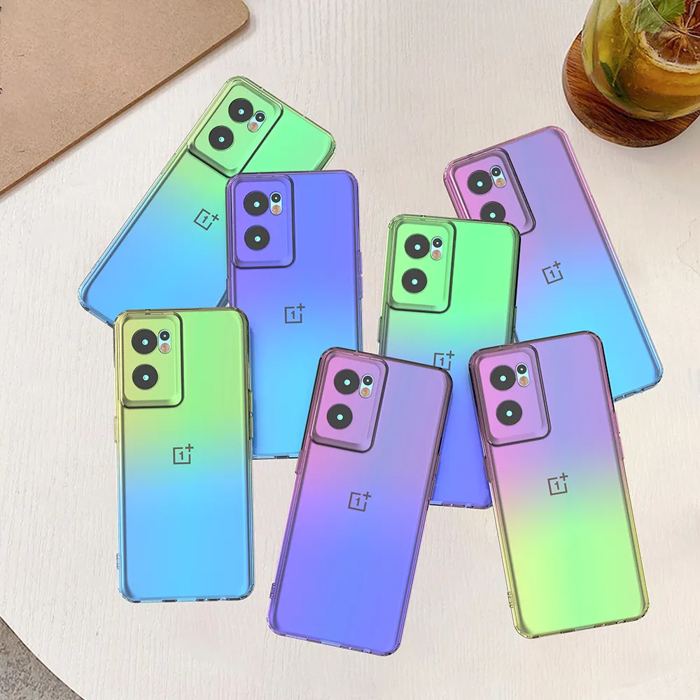 Shockproof gradual change color tpu transparent Clear Mobile Cell Phone Case For oneplus nord ce 2 5g case