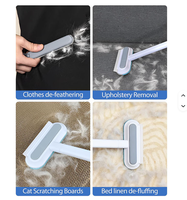 Brosse à épiler réutilisable en plastique multifonctionnelle 4 en 1 pour animaux de compagnie Épilateur double face pour chats et chiens pour tapis et meubles, canapé-lit