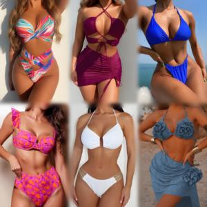 Venta Directa de Fábrica, Conjunto de Bikini Estampado a la Moda para Mujer, Traje de Baño de Dos Piezas para Playa, Verano, Inventario Enviado al Azar - Product Image 2