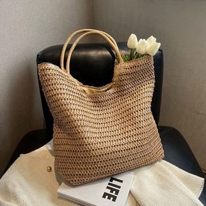 Bolso Tote Tejido Simple para Mujer, Gran Capacidad, Bolso de Playa de Paja para Vacaciones y Días de Playa - Product Image 2