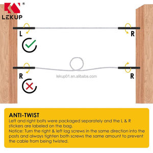 Kit de herrajes para barandilla de cable negra para terraza y escalera, con tornillos de engaste izquierdo y derecho de 1/8 pulgada, de acero inoxidable T316, para postes de madera - Product Image 4