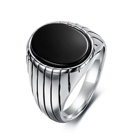 Bague rétro en acier inoxydable noir/argent/or avec pierres précieuses, style haut de gamme et cool, accessoires pour les doigts pour hommes