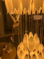 Lustre en céramique de luxe avec fleurs et oiseaux pour villa, hall d'hôtel, long escalier de loft