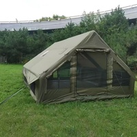 Tente de camping gonflable 8-10 personnes, 12 pieds carrés, quatre saisons, double couche, tissu Oxford avec cheminée et pompe à air