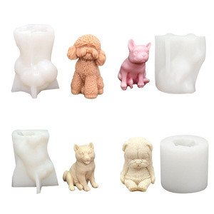Petit chien en peluche chiots Silicone bougie moules moules à cire pour bougies maison savon glace artisanat aromathérapie moule - Product Image 4