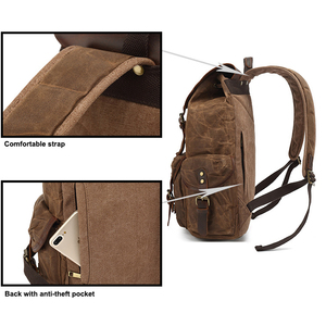 Người Đàn Ông Sang Trọng Của Cá Nhân Vải Hàng Ngày Ba Lô Máy Tính Xách Tay Ba Lô Retro Không Thấm Nước Sáp Vải Ba Lô - Product Image 6