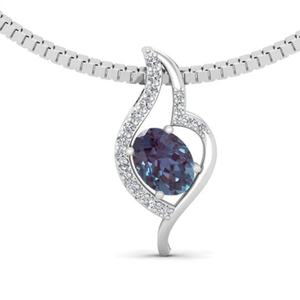 Pendentif en argent sterling 925 avec alexandrite pour femmes, collier unique à changement de couleur avec placage rhodium, exclusif pour enfants - Product Image 5