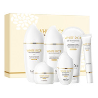 Ensemble de Soins Éclaircissants pour la Peau au Riz Blanc et Niacinamide : Crème Visage, Nettoyant Facial, Tonique et Crème Contour des Yeux (Vente en Gros)