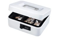 Boîte en métal sécurisée pour l'argent, boîte à monnaie en métal durable avec serrure à combinaison et plateau à monnaie, pour la maison, le comptoir de caisse et le comptoir de bar