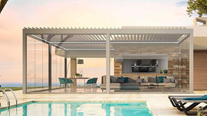 Venta directa de fábrica Jardín Pérgola de Pvc Parasol de Pvc Impermeable Ajustable Bioclimático Persianas motorizadas Pérgola de Pvc retráctil - Product Image 4