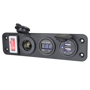 Interruptor basculante de 4 bandas, toma de corriente, cargador Usb, panel de voltímetro resistente al agua con cargador USB Dual, 12V, 24V, voltímetro LED azul - Product Image 5