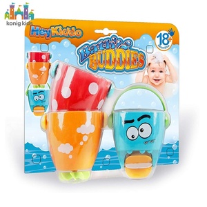Jouet de <span class=keywords><strong>bain</strong></span> pour bébé, ensemble de 3 tasses empilables avec de jolies faces d'animaux, <span class=keywords><strong>jeu</strong></span> interactif de versement et de flottaison pour les tout-petits - Product Image 2