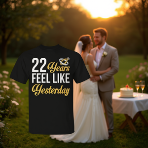 T-shirt « Marriage 22 Years Feel Like Yesterday » pour couple, cadeau d'anniversaire - Product Image 1