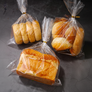 Bolsas de plástico CFC para pan con refuerzo inferior transparente con lazos, celofán, violonchelo para pan casero o uso en panadería - Product Image 1