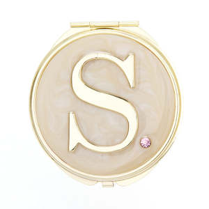Personalized Epoxy Rhinestone <b>Compact</b> <b>Mirror</b> With Custom Letter W Design Portable Pocket Makeup <b>Mirror</b> Double Sided Hd - Product Image 2