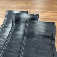 Tissu denim non lavé Lizhi noir, sergé teint en fil, effet flammé, extensible croisé, respirant, résistant à l'abrasion, pour textile de maison, garçons et filles