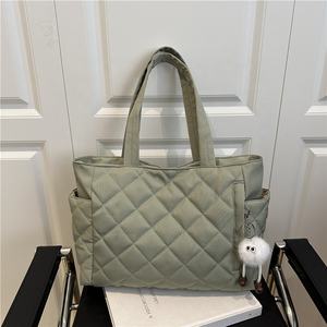 กระเป๋าสะพายไหล่แบบถือของผู้หญิงทำจากผ้าฝ้ายเรียบง่ายสำหรับช้อปปิ้งเสื้อผ้า2025ความจุมาก - Product Image 1