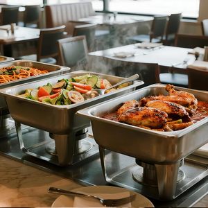 OV0006 Set di 6 Vaschette in Acciaio Inox per Cottura a Vapore, Formato 1/2, Profondità 4 Pollici, Antiaderenti, per <span class=keywords><strong>Ristoranti</strong></span> e Catering - Product Image 2