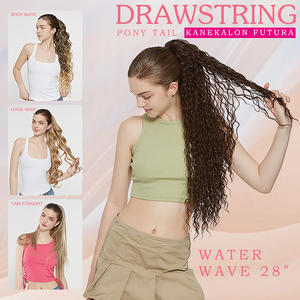 Julianna all'ingrosso 28 pollici per parrucchino coda di cavallo con Clip di coda di cavallo estensioni Yaki In fibra sintetica coulisse coda di cavallo - Product Image 2