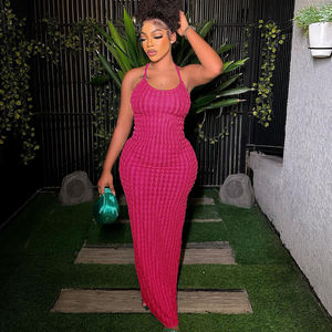 2024 HO solide froncé <span class=keywords><strong>Maxi</strong></span> robes dames sangle pansement mince robe dos nu moulante femmes robes décontractées - Product Image 5