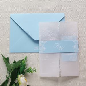 Invitation de <span class=keywords><strong>mariage</strong></span> <span class=keywords><strong>arabe</strong></span> acrylique bleu blanc sérigraphie carte de <span class=keywords><strong>mariage</strong></span> de <span class=keywords><strong>mariage</strong></span> musulman avec bande - Product Image 4