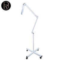 Lampe Loupe LED Réglable sur Base à Roulettes pour Soins des Yeux, du Visage et du Corps, Équipement de Salon de Beauté pour Rajeunissement Cutané, avec Lampe à Cils et Support Téléphone