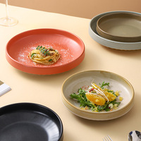 Assiette creuse en céramique rustique vintage, style américain, pour fruits, salades, petit-déjeuner, collations, pâtes, restaurant, hôtel, rangement, rentrée scolaire