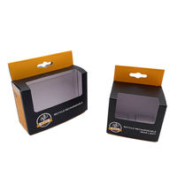 Boîte de papier d'emballage de produit électronique grand public d'affaires en carton personnalisé avec trou de suspension de fenêtre en PVC transparent