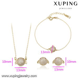 62257 xuping <span class=keywords><strong>gioielli</strong></span> di moda 2020 vendita calda 14k placcato oro della <span class=keywords><strong>ragazza</strong></span> bella regali di pesce insieme dei monili - Product Image 3