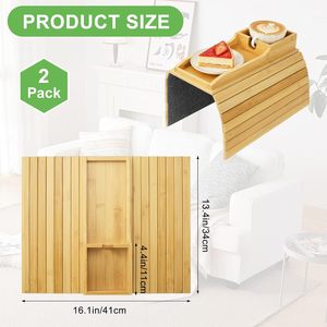 Plateau d'accoudoir en bambou 41,5x33,7x5cm, boîte de rangement avec porte-gobelet pour la maison et le bureau - Product Image 3