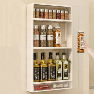 Estanterí<span class=keywords><strong>a</strong></span> de pared para cocina al por mayor, estante de almacenamiento doméstico sin perforaciones, caja de almacenamiento multifuncional para suministros de condimentos - Product Image 3