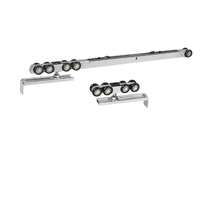 Système de poulies pour porte coulissante à double fermeture douce, 8 roues, robuste, en nickel, design moderne, pour usage hôtelier, capacité 100 kg