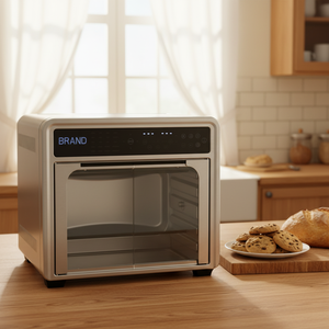 เตาอบไฟฟ้าขนาดเล็ก 25 ลิตร พร้อมหม้อทอดไร้น้ำมันขนาด 12/24/16/15 ลิตร เตาปิ้งขนมปังพร้อมฟังก์ชั่นย่างแบบ Rotisserie และระบบอบไอน้ำสำหรับรถบ้าน (RV) ภาษาฝรั่งเศส - Product Image 6