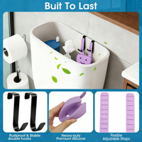Support réglable pour tablettes de nettoyage de réservoir de toilettes, panier suspendu en silicone avec crochets antirouille pour organisateur de nettoyant de cuvette
