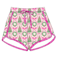 Short de sport personnalisé à sublimation intégrale, imprimé léopard violet menthe, taille haute élastique, doublure intégrée, coupe ample, jupe-short de gym pour femme