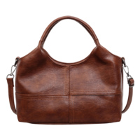 Tas Tote Vintage Besar Wanita Bahan Kulit PU dengan Tali Selempang yang Dapat Disesuaikan untuk Perjalanan Sehari-hari