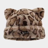 Bonnet tricoté imprimé numérique à pois avec motif animal et oreilles de chat mignonnes – Accessoire d'hiver pour les trajets quotidiens et les occasions festives