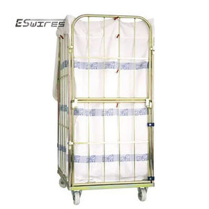 Wasserij Industrie Draagbare Duurzame Metalen Gegalvaniseerde Gaas Rollende Industriële Waskooi Trolley - Product Image 2