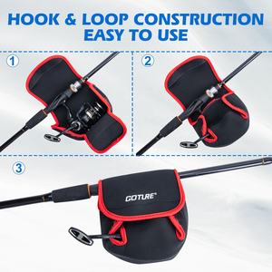 Goture 3-en-1 Fishing Tackle Spinning Reel Cover 2 Rod Straps Soft Plastic Bait Storage Lure Bag <span class=keywords><strong>avec</strong></span> Mesh Pockets - Product Image 5