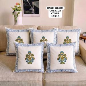 Housse de coussin en pur coton imprimée à la main avec motifs artistiques pour la décoration intérieure, disponible à prix de gros – Offre spéciale - Product Image 4