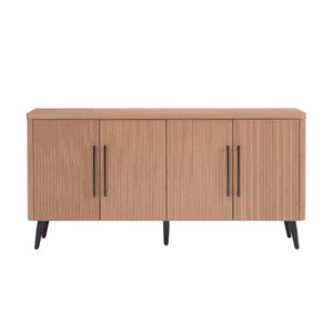 Buffet moderne à 4 portes en bois d'érable/<span class=keywords><strong>gris</strong></span> anthracite/chêne blanchi - Meuble de salle à manger et de salon en bois d'ingénierie écologique - Product Image 1