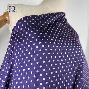150cm Wide Trendy Custom Purple Dot Print Classic Design Elastic Silk Satin <strong>Fabric</strong>, Suitable for Silk <strong>Dresses</strong> - Product Image 1