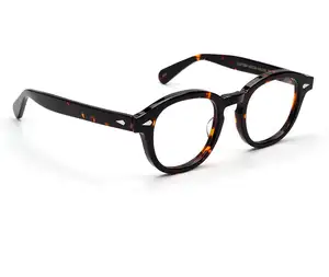 最高品質のファイバーアセテートブルーライトブロックメガネ男性女性サングラス高級メガネヴィンテージラウンドブランドデザイナー眼鏡フレーム