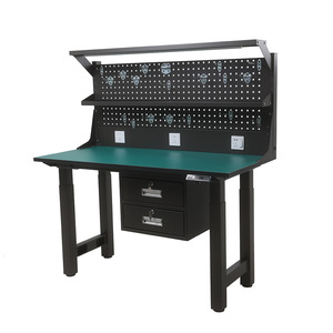 Laboratory Adjustable Desk Metal Industrial Style Black With Pegboard And <b>Drawers</b> For <b>Workshop</b> Use - Product Image 5