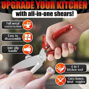 Ciseaux à poulet Liberhaus en métal, lames dentelées antidérapantes, verrou de sécurité, outil de découpe de viande et de volaille - Product Image 4