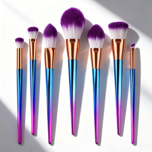 7Pcs Makeup Brush Set Soft Synthetic Nylon Hair Plastic Metal Handle Fan Flat <b>Blush</b> Cosmetic Brushes - Product Image 1