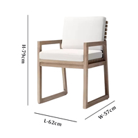 Ensemble de table et chaises de salle à manger en teck rayé, bois massif moderne, luxe, pour hôtel, terrasse et salon