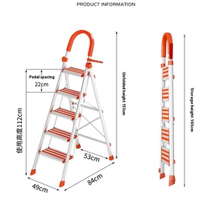 <span class=keywords><strong>Escabeau</strong></span> multifonctionnel pliable et amovible à chevrons, télescopique et antidérapant, en métal et en alliage d'aluminium pour la salle de sport. - Product Image 2