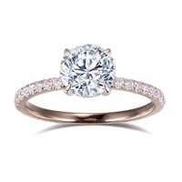 Anillo de Compromiso para Mujer Messi Gems MS-556, Joyería Fina de Oro de 14k con Moissanita DEF de 1 Quilate
