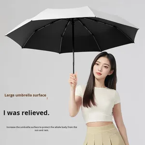 Parapluie pliant entièrement automatique en alliage, résistant au vent et aux fortes pluies, renforcé et épaissi, double usage soleil/pluie, pour étudiants et femmes - Product Image 4